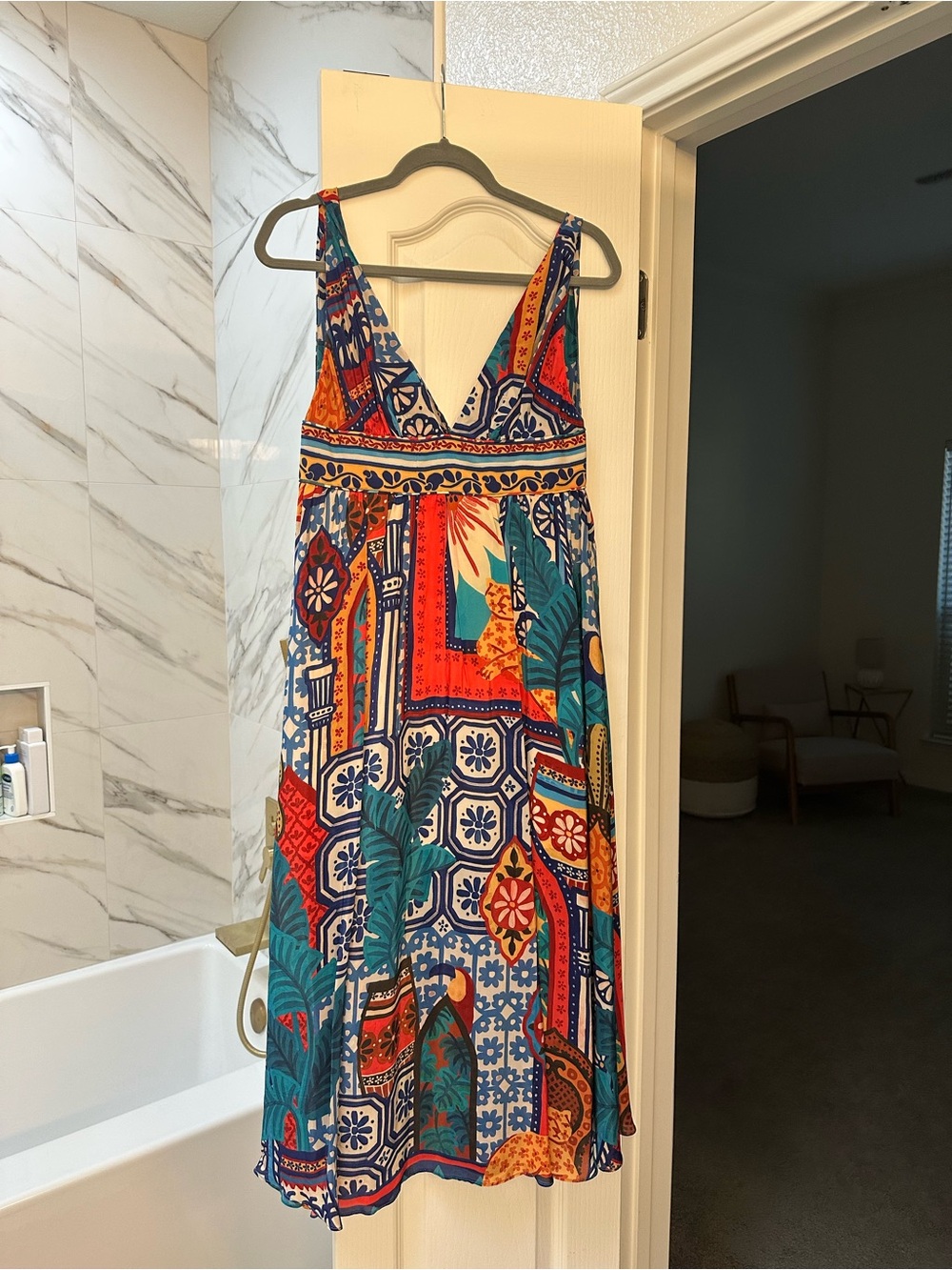 FARM Rio Multicolor Tropical Patchwork Maxi Dress